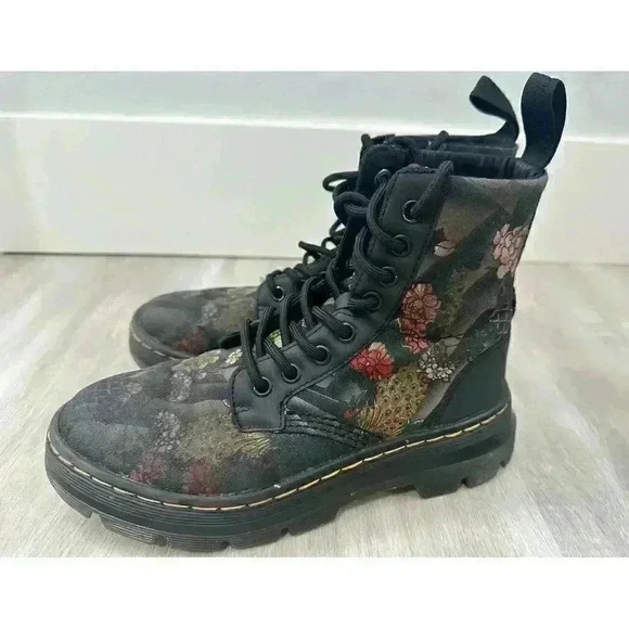 Rare Doc Martens Tattoo Floral Canvas Rubbery T Boots us 5 - Picture 7 of 11